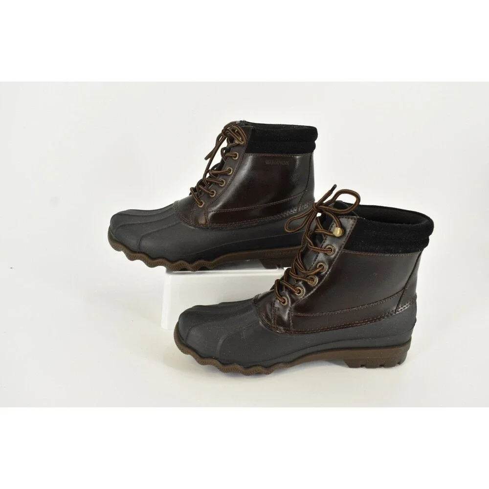 Sperry Top Sider Brewster Mens Brown Leather Waterproof Duck Boots Size 8M
